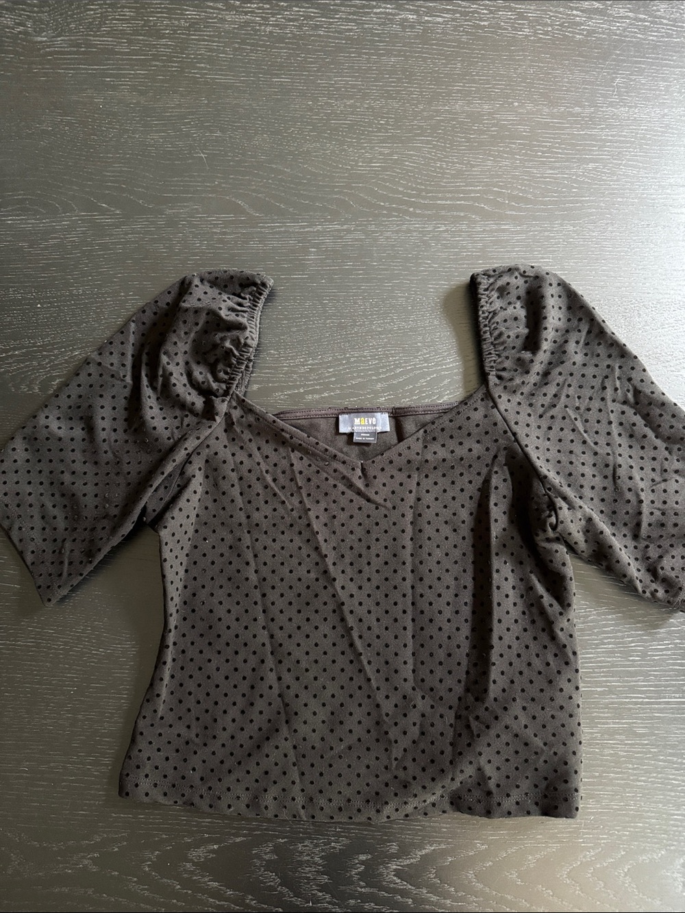 Mango Black Dot Puff-Sleeve Square Neck Blouse